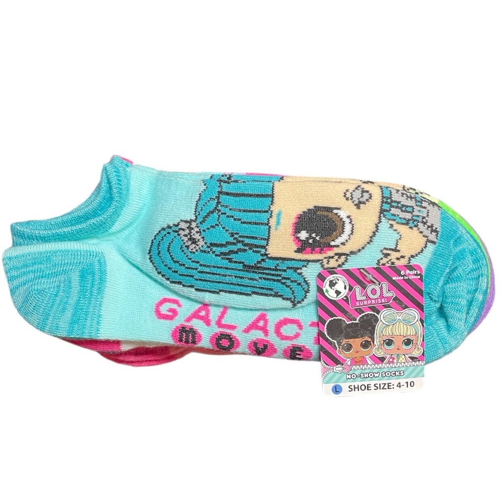 LOL Surprise! No Show Socks 6-Pack Size L (4-10) NWT - Picture 2 of 7